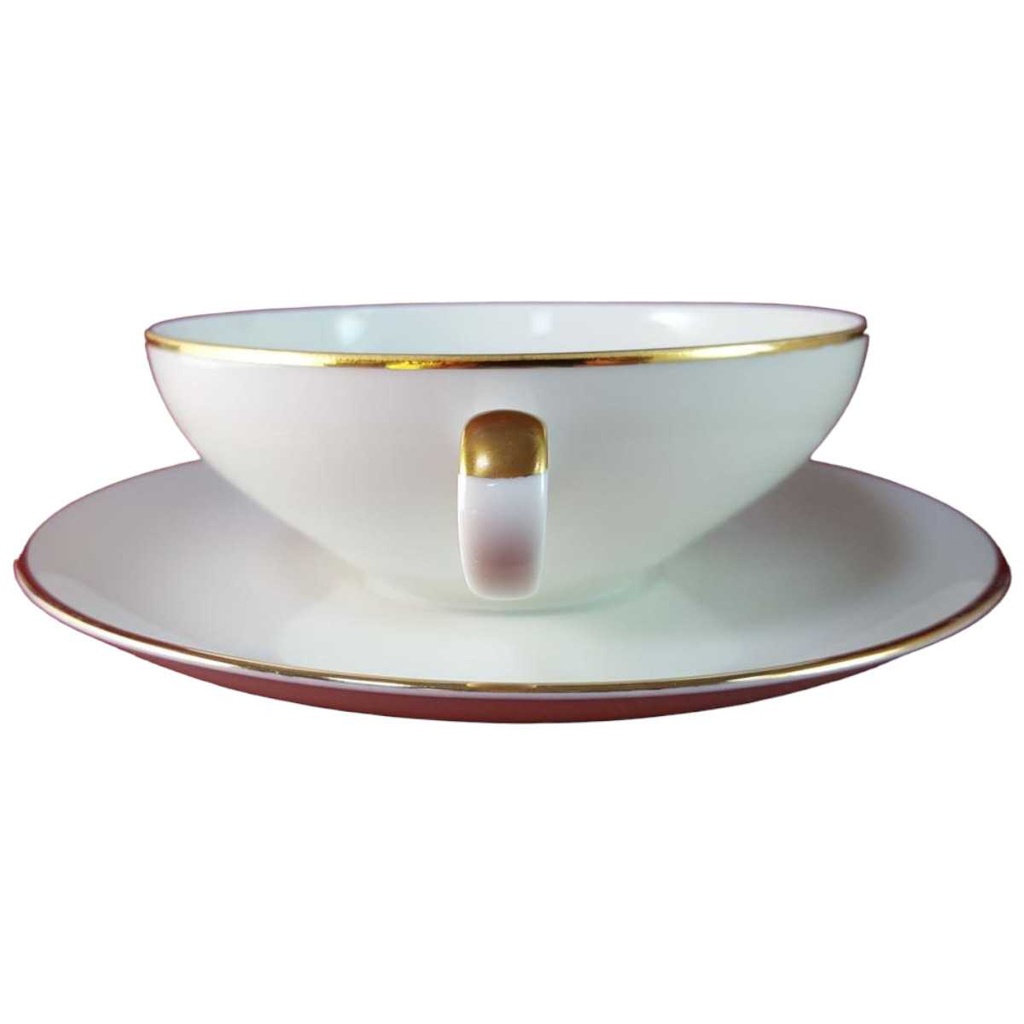 [45815939] Suppentasse mit Untertasse Suppenbecher Goldrand Thomas Porzellan Elfenbein gebraucht - sehr gut Bild 2