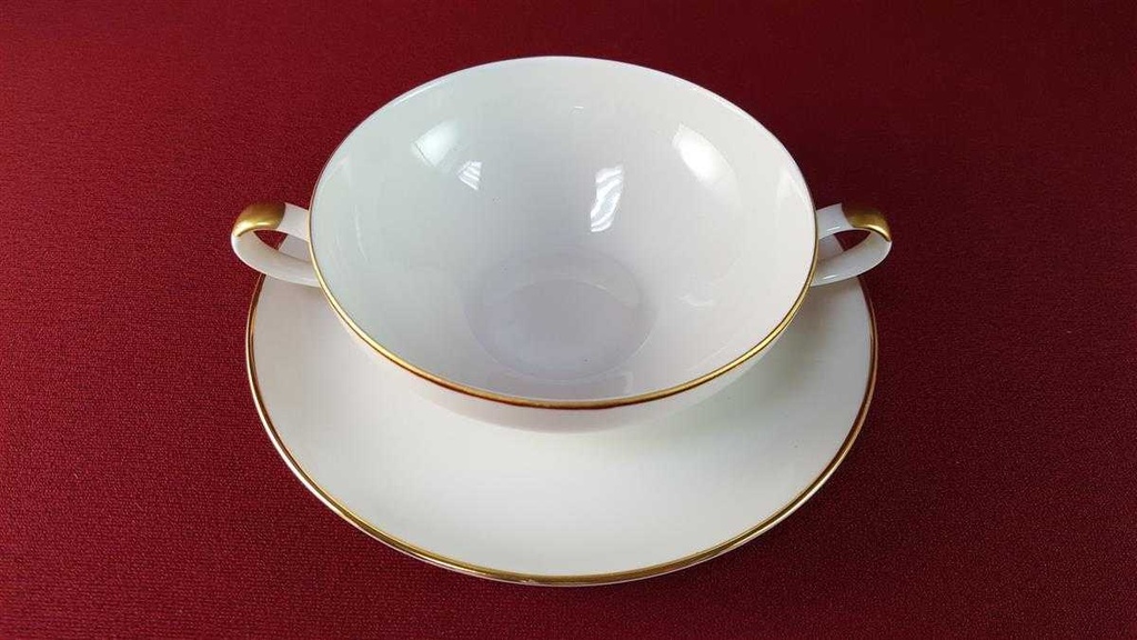 [45815939] Suppentasse mit Untertasse Suppenbecher Goldrand Thomas Porzellan Elfenbein gebraucht - sehr gut Bild 3