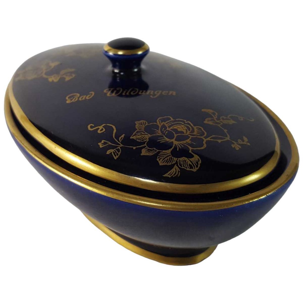 [45815981] Deckeldose Bonboniere Golddekor KHM Karlheinz Müller Bavaria Kobaltblau Blau gebraucht - sehr gut Bild 2