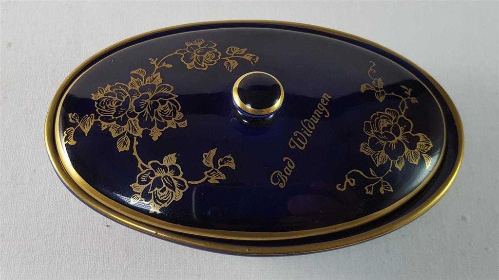 [45815981] Deckeldose Bonboniere Golddekor KHM Karlheinz Müller Bavaria Kobaltblau Blau gebraucht - sehr gut Bild 3