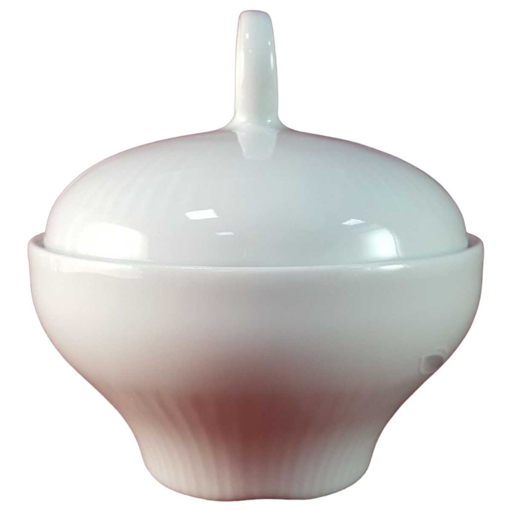 [45815995] Zuckerdose Graf von Henneberg rosa grau Blumendekor gerillt Blumen Weiß DDR gebraucht - sehr gut Bild 2