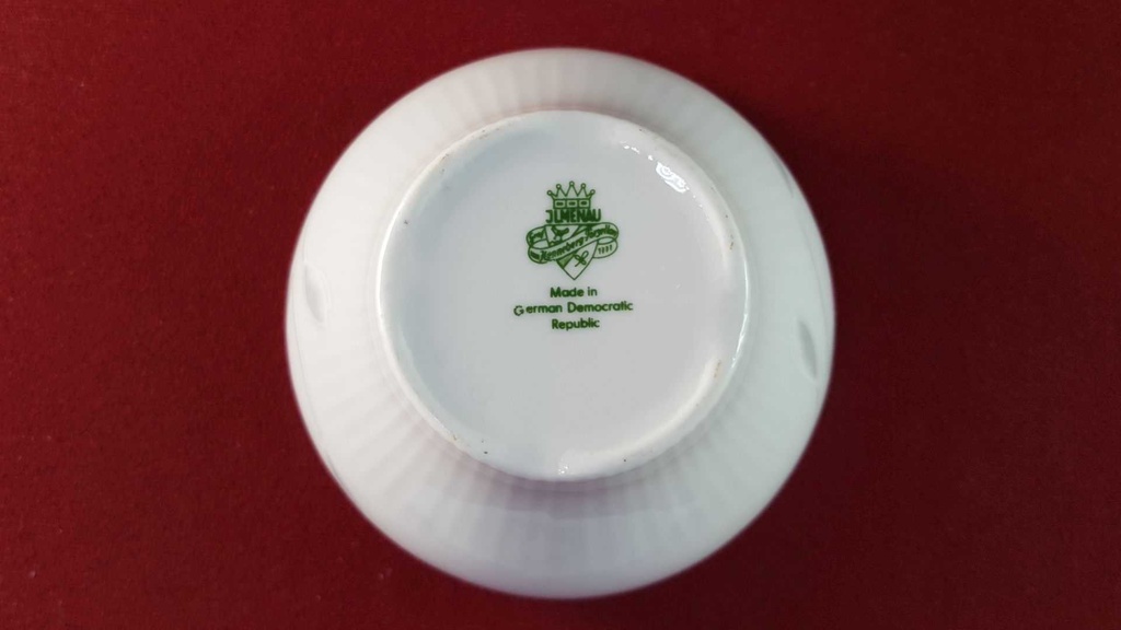 [45815995] Zuckerdose Graf von Henneberg rosa grau Blumendekor gerillt Blumen Weiß DDR gebraucht - sehr gut Bild 6