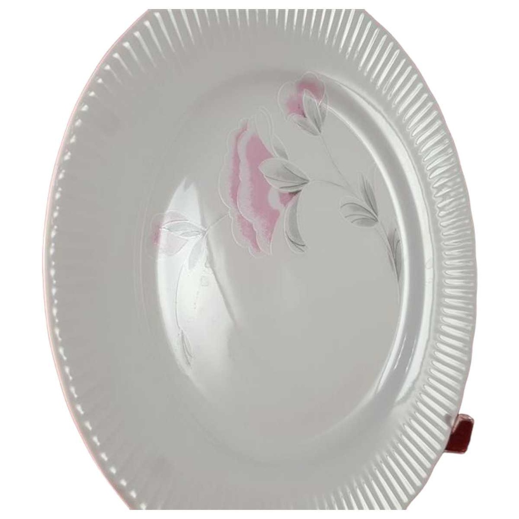 [45815996] Kuchenteller Dessertteller Frühstücksteller 19,5 cm Graf von Henneberg rosa grau Blumendekor gerillt Blumen DDR gebraucht - sehr gut Bild 2