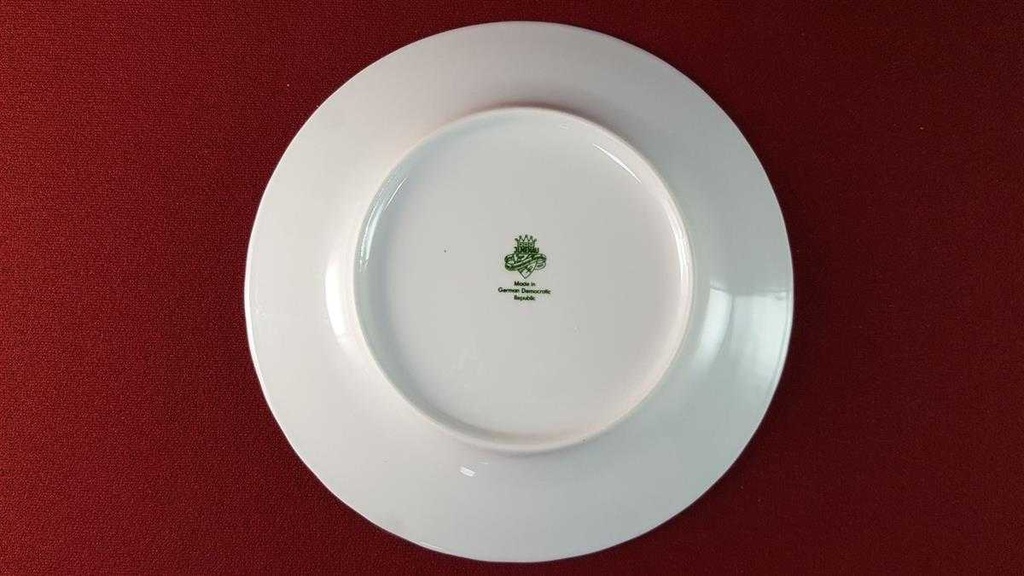 [45815996] Kuchenteller Dessertteller Frühstücksteller 19,5 cm Graf von Henneberg rosa grau Blumendekor gerillt Blumen DDR gebraucht - sehr gut Bild 5
