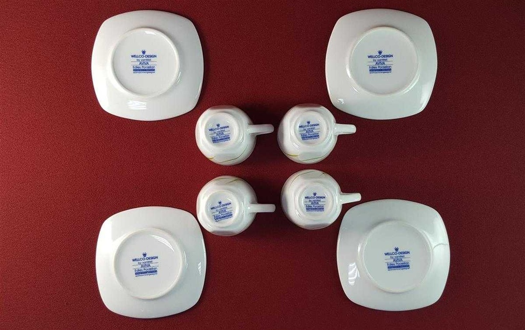 [2119115] 4er Set Untertasse Mokkatasse mit Tasse Espressotasse & Wellco Design Krefeld Aviva gebraucht - gut Bild 4
