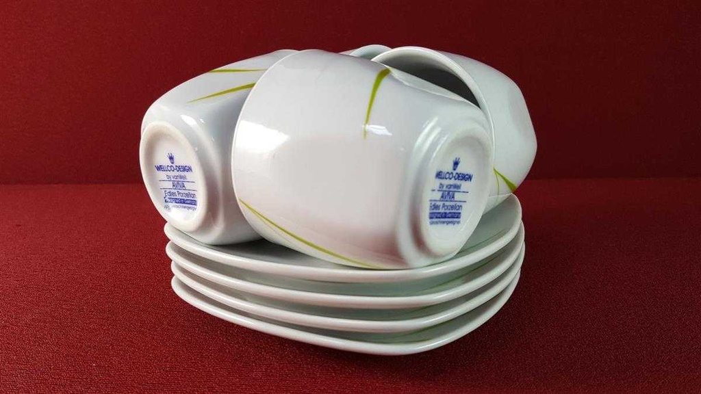 [2119115] 4er Set Untertasse Mokkatasse mit Tasse Espressotasse & Wellco Design Krefeld Aviva gebraucht - gut Bild 5