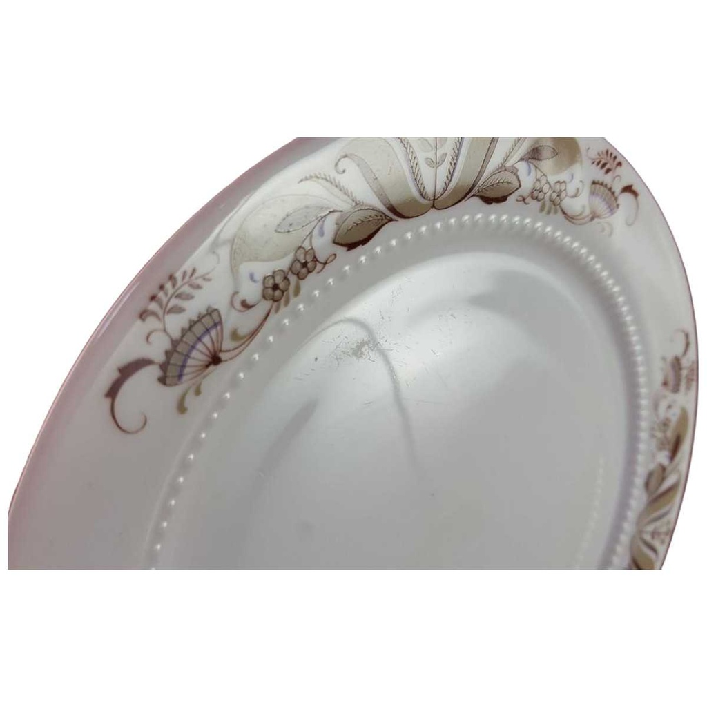 [45816109] Kuchenteller Dessertteller Frühstücksteller 19,4 cm Eschenbach Venedig Perlrand braunes florales Muster Braun gebraucht - akzeptabel Bild 2
