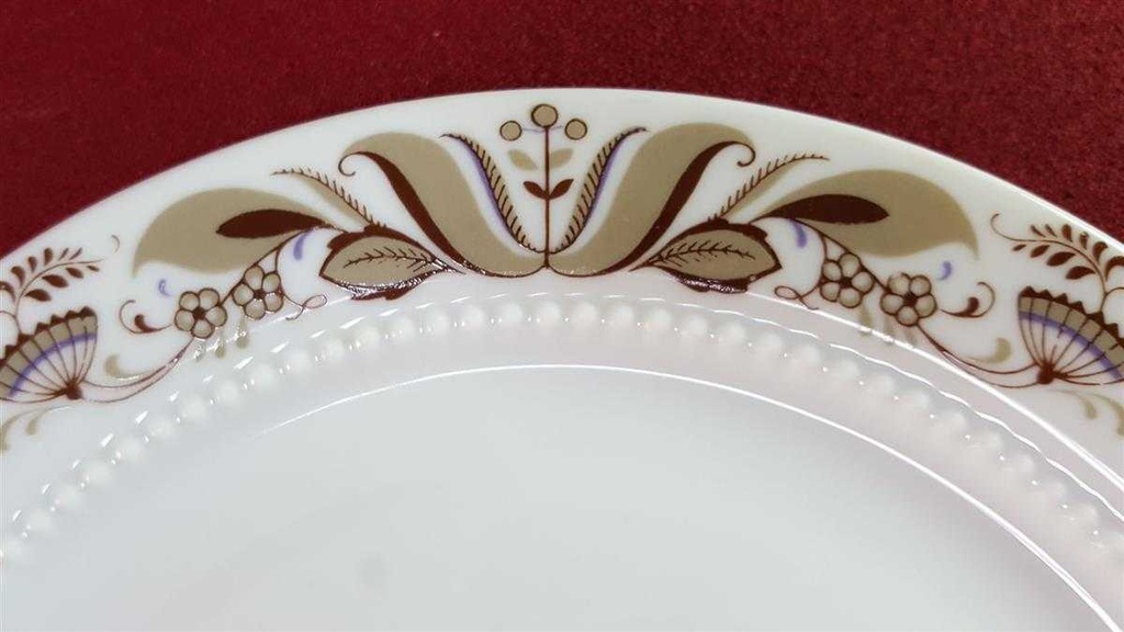 [45816109] Kuchenteller Dessertteller Frühstücksteller 19,4 cm Eschenbach Venedig Perlrand braunes florales Muster Braun gebraucht - akzeptabel Bild 4