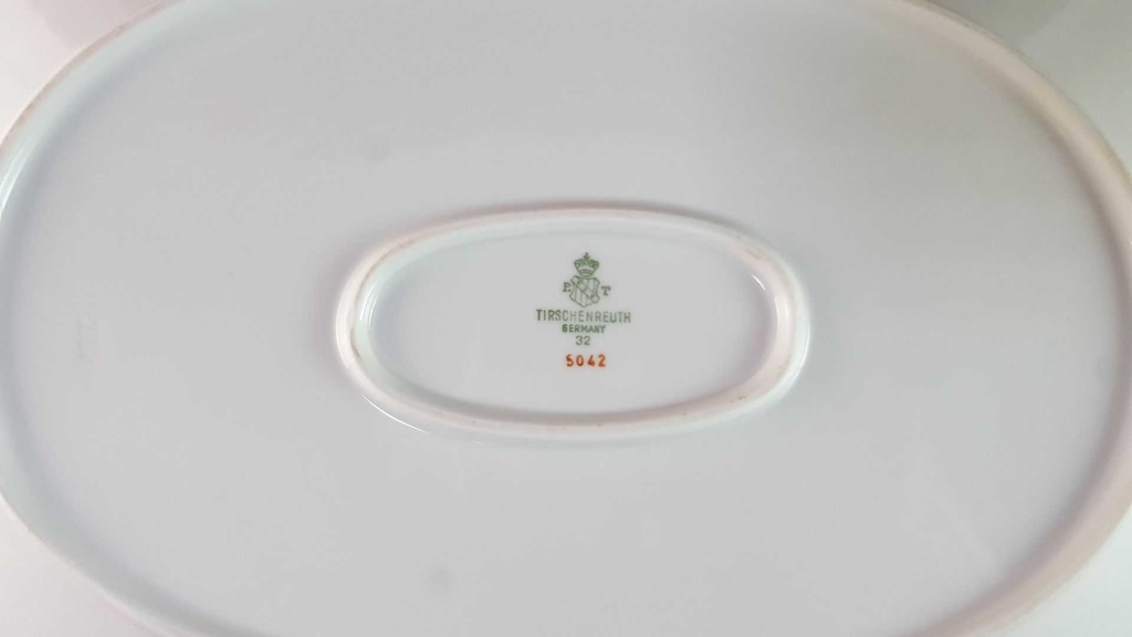 [45816127] Servierplatte Speiseplatte Fleischplatte Steakplatte Goldrand 32,5x22 cm Tirschenreuth Dekor 5042 gebraucht - sehr gut Bild 6