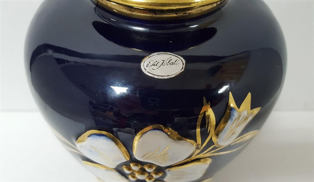 [2119117] Vase Deckelvase 25 cm BH Geschenke Blau gebraucht - gut Bild 3