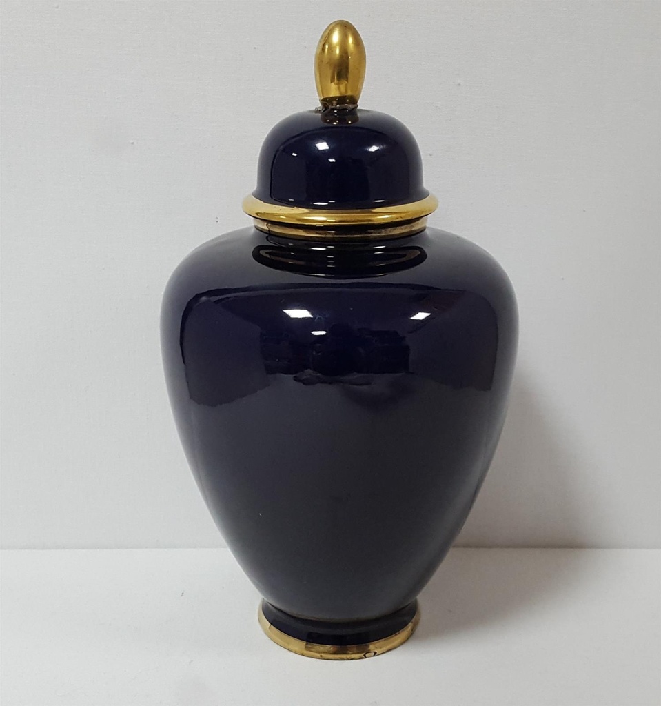 [2119117] Vase Deckelvase 25 cm BH Geschenke Blau gebraucht - gut Bild 5
