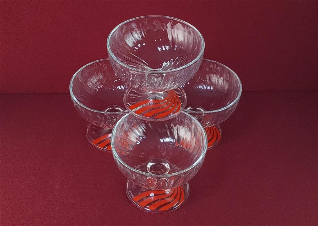 [2119118] 4er Set Schalen Glasschale auf Fuß Eisschale Glas H 9,5 cm France Bild 2