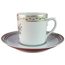 [45816187] Mokkatasse mit Untertasse Tasse Espressotasse Goldrand Vista Alegre Portugal bunte Blumen gebraucht - sehr gut Bild 2