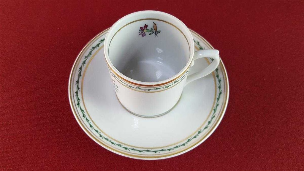 [45816187] Mokkatasse mit Untertasse Tasse Espressotasse Goldrand Vista Alegre Portugal bunte Blumen gebraucht - sehr gut Bild 3