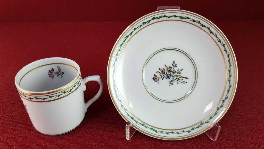 [45816187] Mokkatasse mit Untertasse Tasse Espressotasse Goldrand Vista Alegre Portugal bunte Blumen gebraucht - sehr gut Bild 5