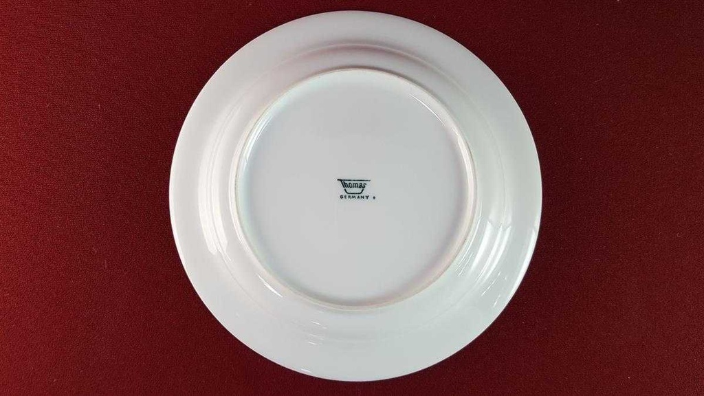 [45816189] Kuchenteller Dessertteller Frühstücksteller 19 cm Thomas Porzellan Rotunda grün mit Goldbordüre gebraucht - sehr gut Bild 5