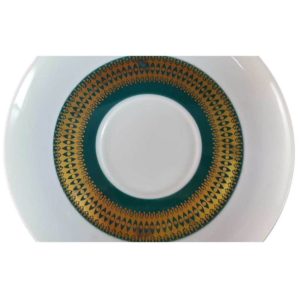 [45816191] Untertasse für Kaffee 14,3 cm Thomas Porzellan Rotunda grün mit Goldbordüre gebraucht - gut Bild 2