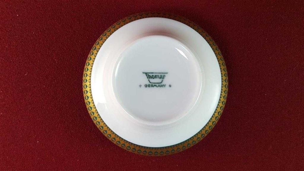[45816193] Zuckerdose Thomas Porzellan Rotunda grün mit Goldbordüre gebraucht - sehr gut Bild 4