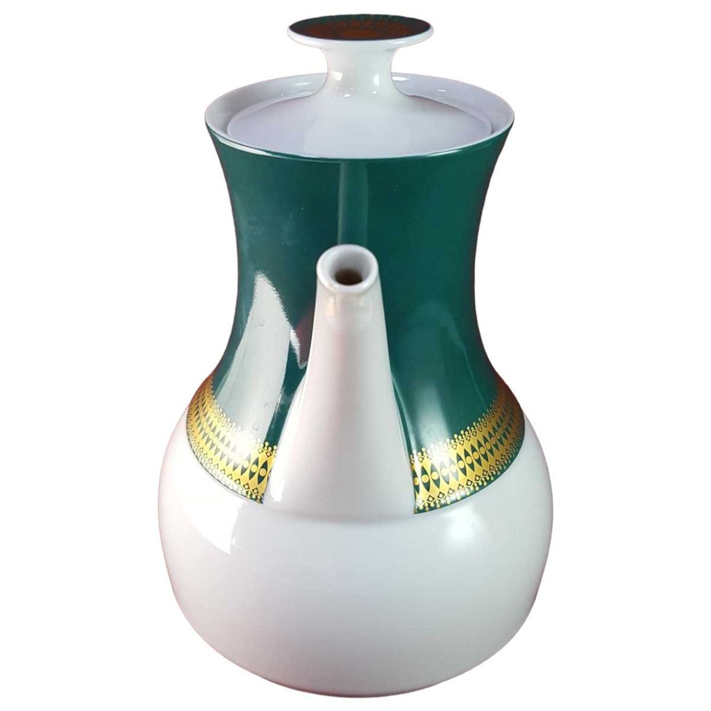 [45816195] Kaffeekanne Kanne 1,2 L Thomas Porzellan Rotunda grün mit Goldbordüre gebraucht - sehr gut Bild 2