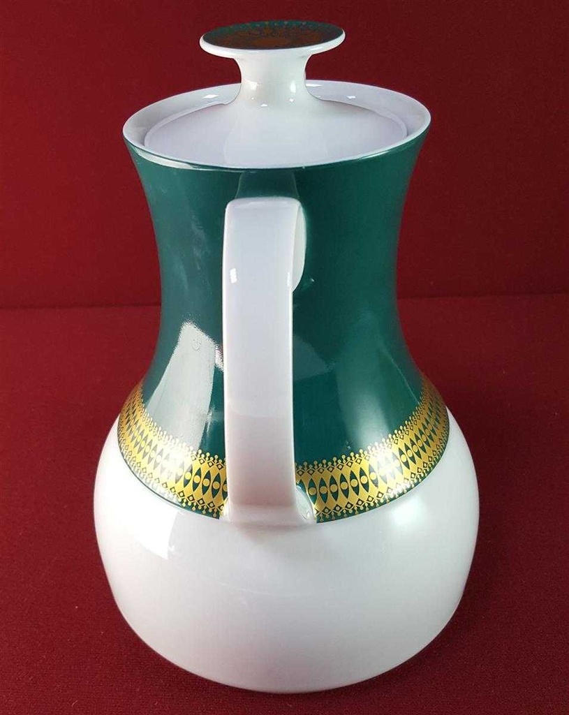 [45816195] Kaffeekanne Kanne 1,2 L Thomas Porzellan Rotunda grün mit Goldbordüre gebraucht - sehr gut Bild 3