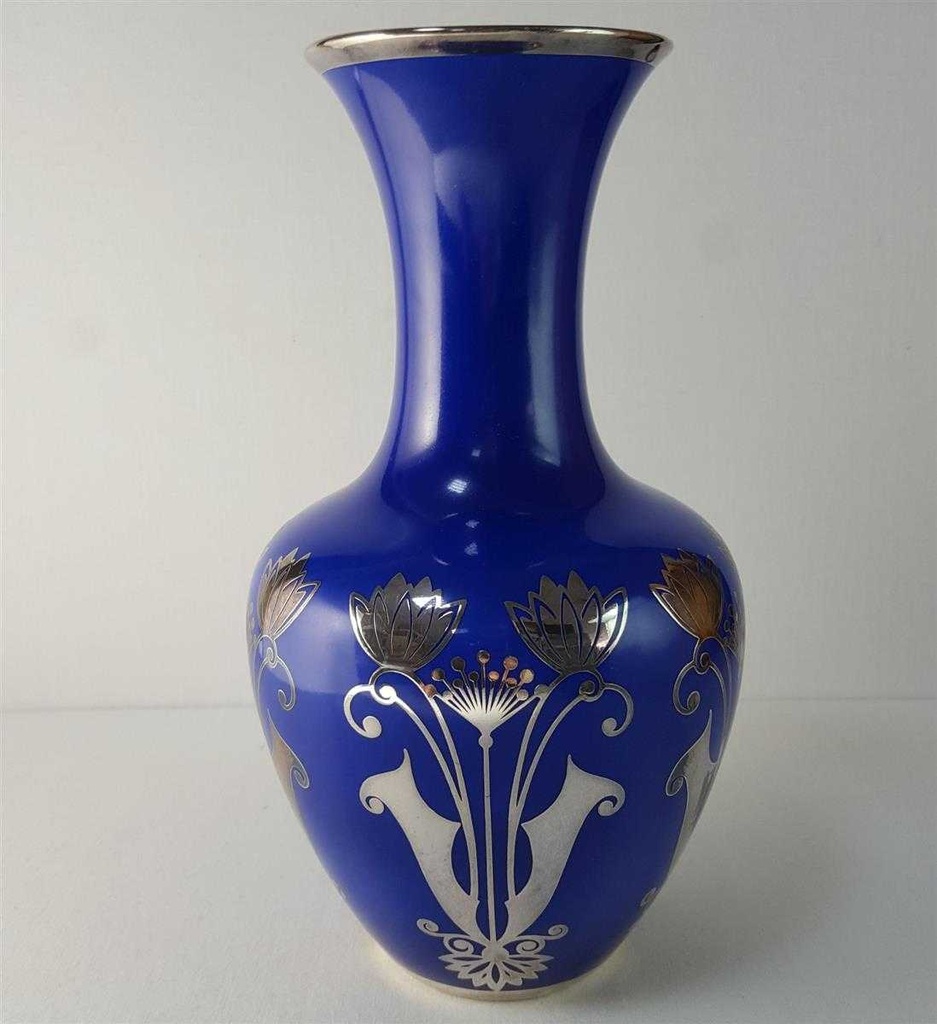 [45816203] Vase Dekorative Feinsilberauflage 25,7 cm Hutschenreuther gebraucht - gut Bild 3