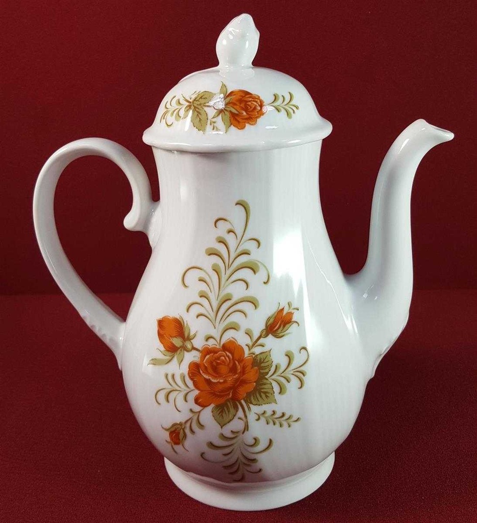 [45816226] Kaffeekanne Kanne 1,4 L Winterling Kirchenlamitz Rillenrelief Orange Blume gebraucht - sehr gut Bild 3