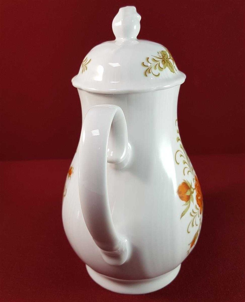 [45816226] Kaffeekanne Kanne 1,4 L Winterling Kirchenlamitz Rillenrelief Orange Blume gebraucht - sehr gut Bild 4