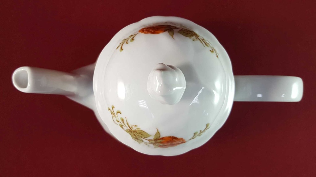 [45816226] Kaffeekanne Kanne 1,4 L Winterling Kirchenlamitz Rillenrelief Orange Blume gebraucht - sehr gut Bild 5