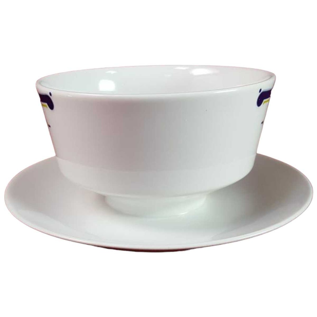 [45816230] Sauciere mit Teller 1tlg Mitterteich Form 890 blau grün rot Blumendekor Blumen gebraucht - akzeptabel Bild 2