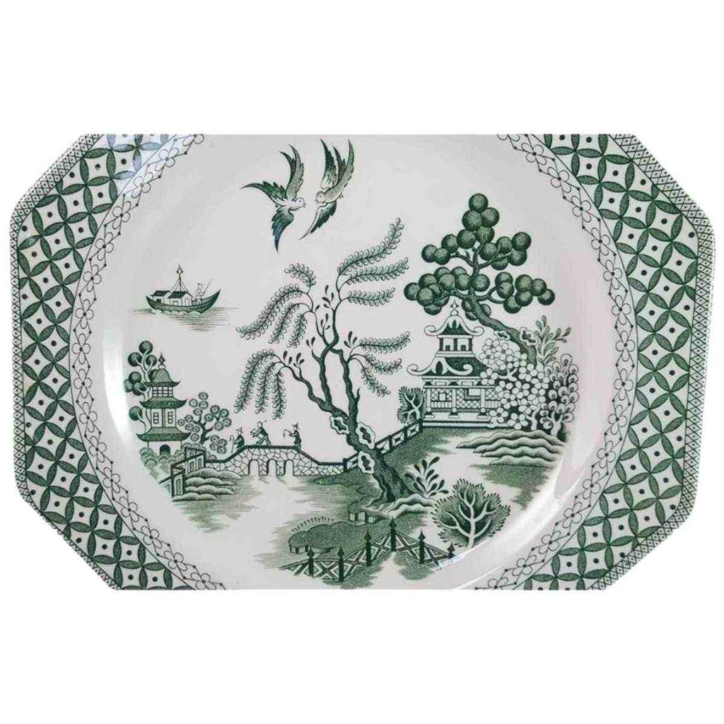 [45816236] Speiseteller Essteller 25 cm J & G Meakin England Royal Staffordshire Willow grün gebraucht - gut Bild 2