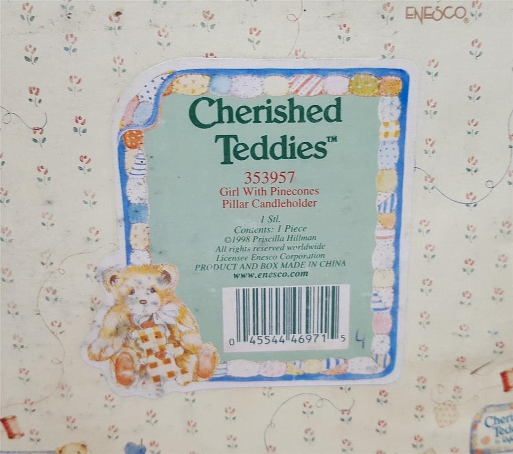 [45816251] Kerzenhalter mit OVP Cherished Teddies Girl With Pinecones Pillar Candleholder 1998 gebraucht - neuwertig Bild 8