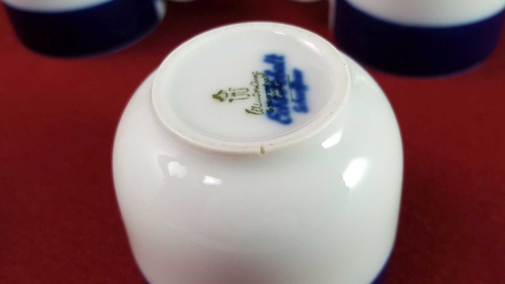 [2119121] 6er Set Mokkatasse Tasse Espressotasse Winterling Kirchenlamitz Scharffeuer Echt Kobalt Blau gebraucht - gut Bild 6