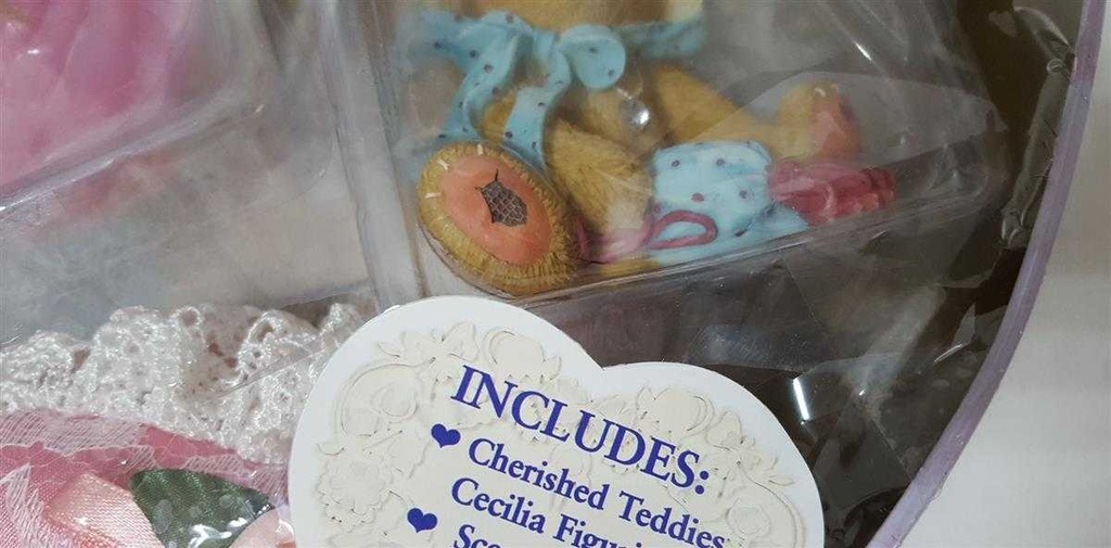 [45816260] Figur Cherished Teddies Set Cecilia Figurine Scented Sachet Rose Shaped Candle 1999 neu Bild 3