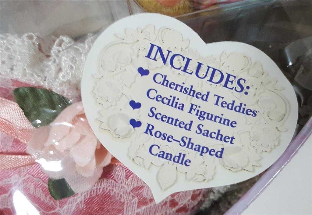 [45816260] Figur Cherished Teddies Set Cecilia Figurine Scented Sachet Rose Shaped Candle 1999 neu Bild 4