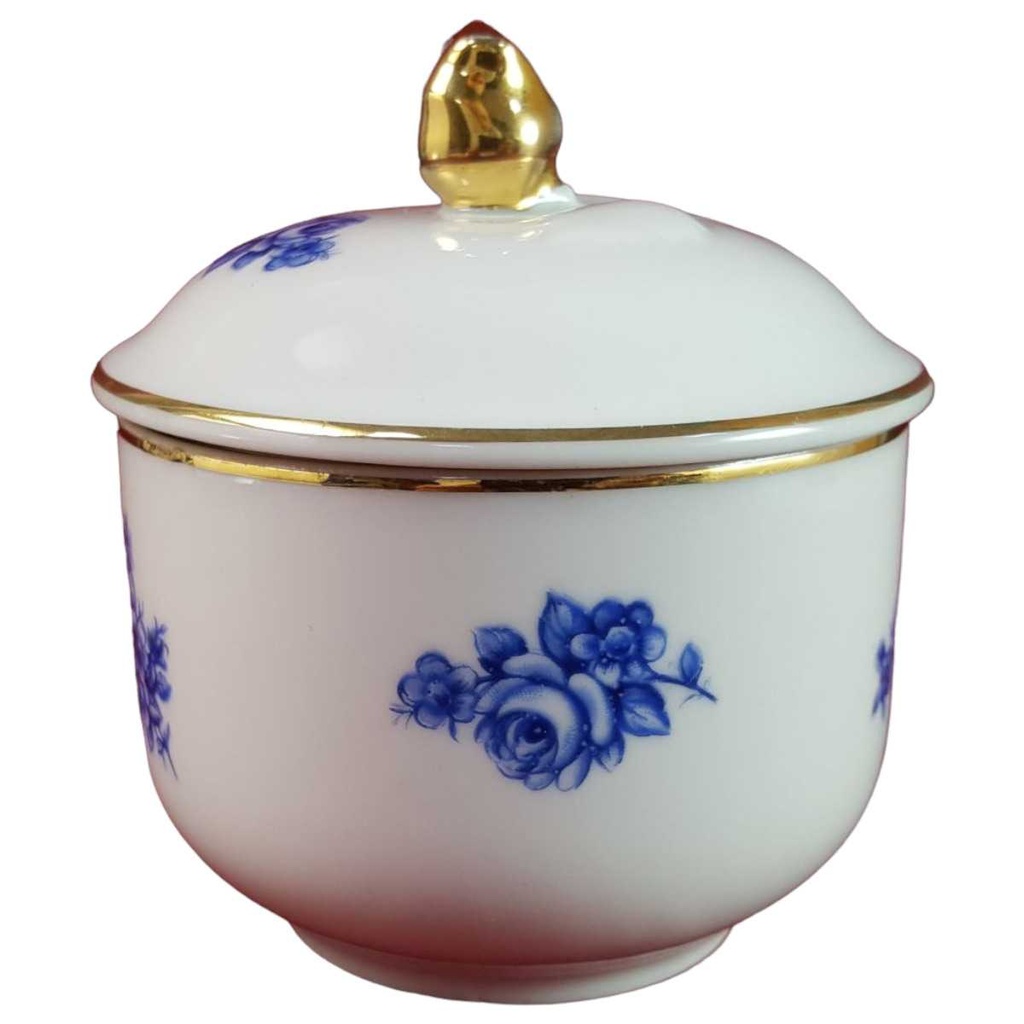 [45816287] Zuckerdose Goldrand Schaller blaue Blumendekor mit Blumen Blau gebraucht - gut Bild 2