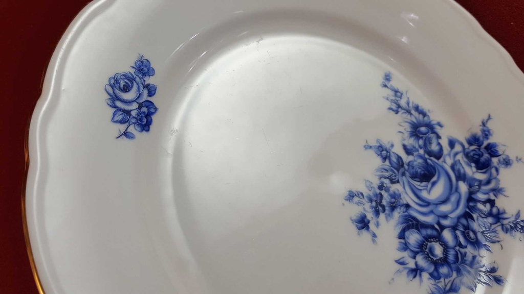 [45816288] Kuchenteller Dessertteller Frühstücksteller Goldrand 19,8 cm Schaller blaue Blumendekor mit Blumen Blau gebraucht - akzeptabel Bild 3