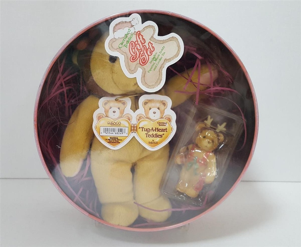 [45816320] Figur Cherished Teddies Gift Set Figurine Plush Teddy and Cookie Tin 1999 neu Bild 2