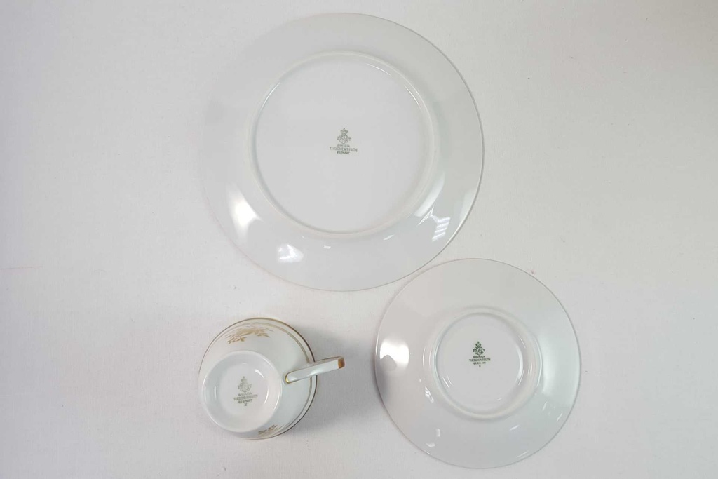 [45816332] Kaffeetasse Kaffeegedeck Kaffeeset Komplett 3tlg Tirschenreuth Trianon goldene Rosendekor gebraucht - sehr gut Bild 7