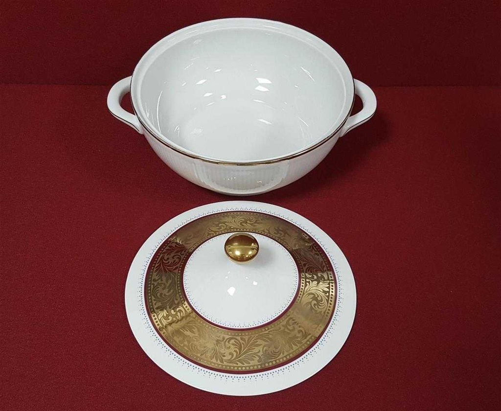 [45816361] Suppenterrine Suppenschüssel Goldrand 1,2 L Winterling Röslau gold rot grau Dekor gebraucht - gut Bild 3