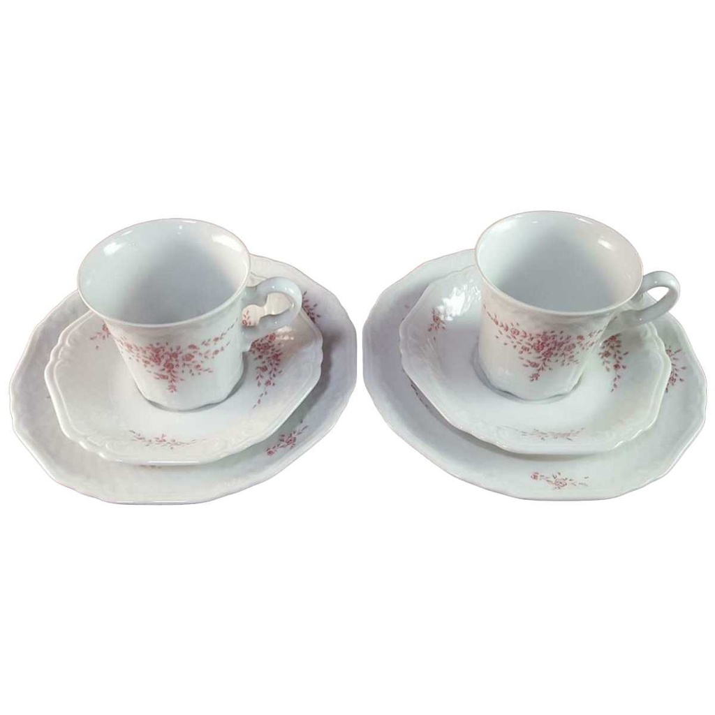 [2119128] 2er Set Kaffeetasse Kaffeegedeck Kaffeeset Komplett 3tlg Eschenbach Escorial Rosa Blütenranke gebraucht - akzeptabel Bild 2