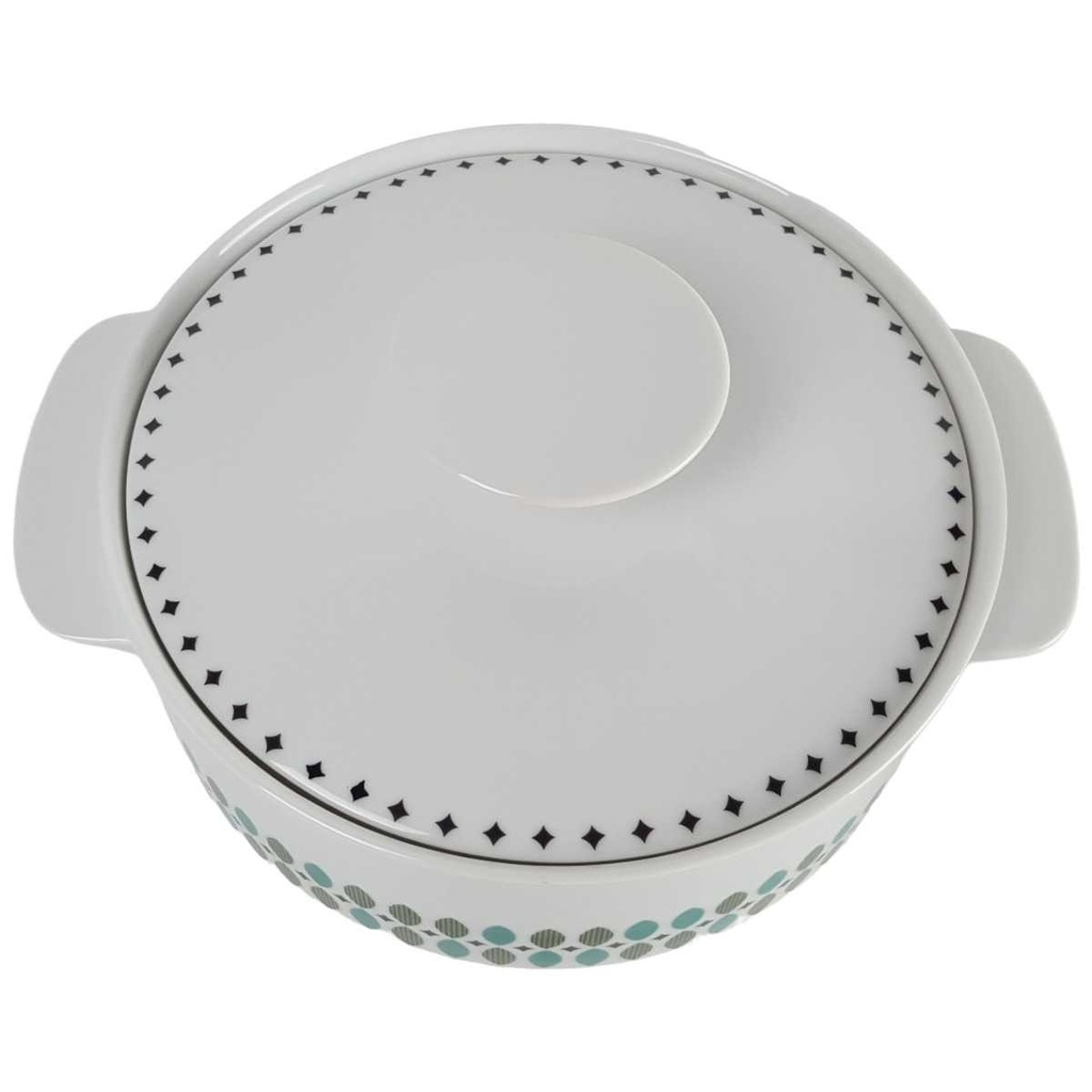 [458163855] Terrine Servierschüssel 1,3 L Thomas Porzellan Medaillon grüne Blätter gebraucht - gut Bild 2