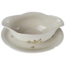 [458163859] Sauciere 1tlg VEB Dresden Blumendekor grün gelb Blumen gebraucht - gut Bild 2