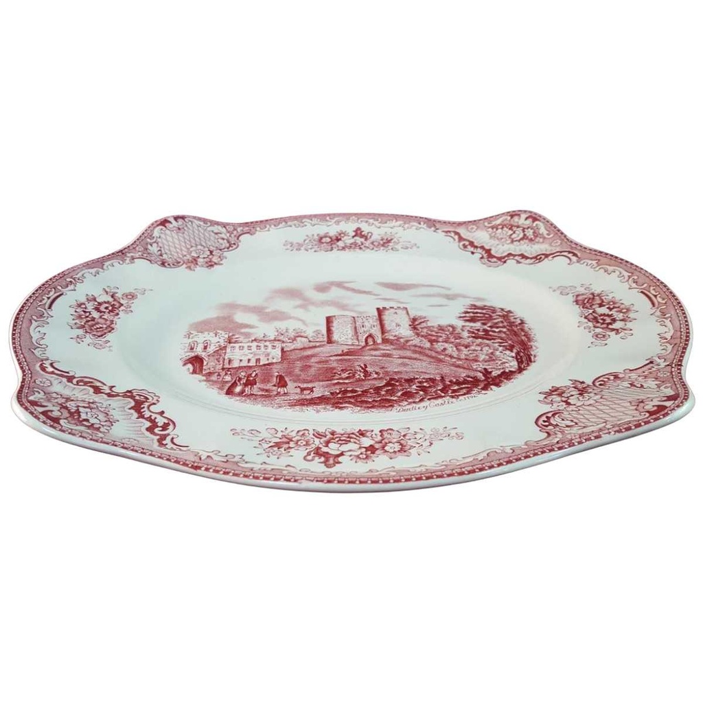 [45816386] Servierplatte Speiseplatte Fleischplatte Steakplatte 28,2x23,3 cm Johnson Bros Old Britain Castles Rot gebraucht - gut Bild 2