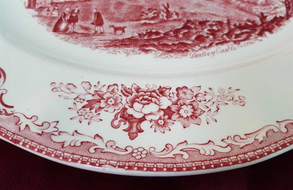 [45816386] Servierplatte Speiseplatte Fleischplatte Steakplatte 28,2x23,3 cm Johnson Bros Old Britain Castles Rot gebraucht - gut Bild 3