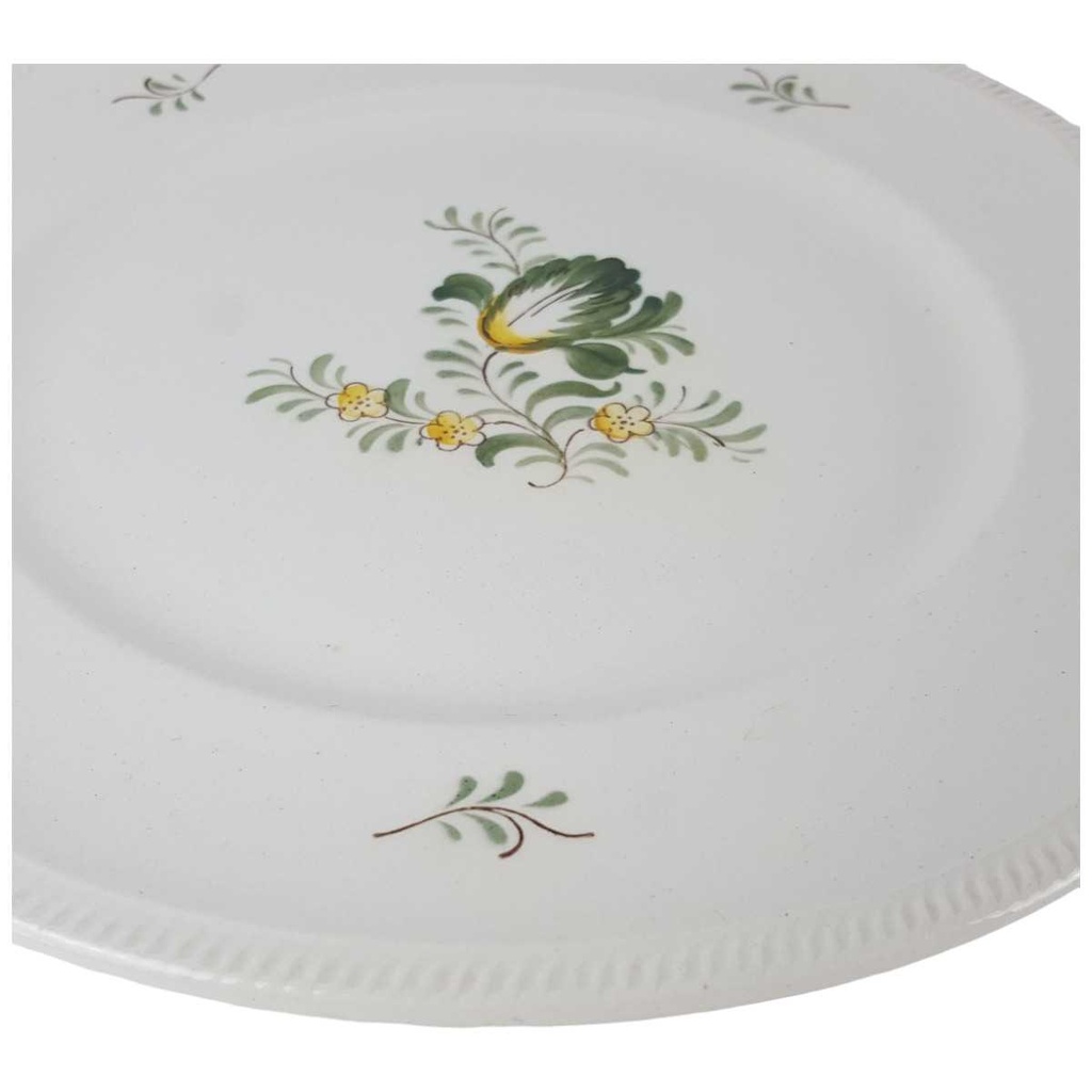 [458163861] Speiseteller Essteller 24,5 cm VEB Dresden Blumendekor grün gelb Blumen gebraucht - akzeptabel Bild 2