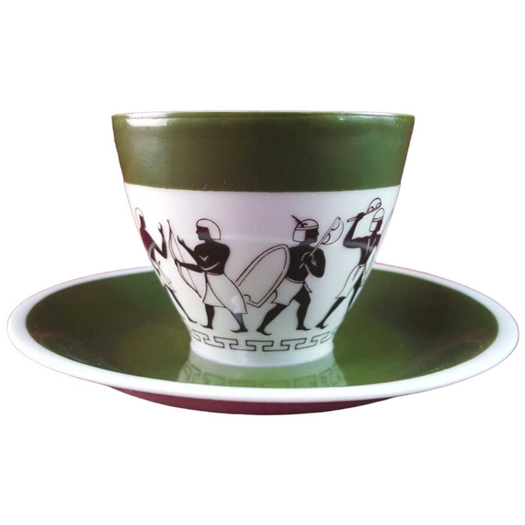 [45816394] Mokkatasse mit Untertasse Tasse Espressotasse Oscar Schlegelmilch Dekor ägyptische Krieger gebraucht - gut Bild 2