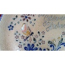 [45816407] Wandteller D 31 cm Zur Goldenen Hochzeit Vogel Blumendekor Handarbeit Keramik Bild 3