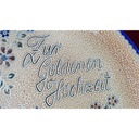 [45816407] Wandteller D 31 cm Zur Goldenen Hochzeit Vogel Blumendekor Handarbeit Keramik Bild 4