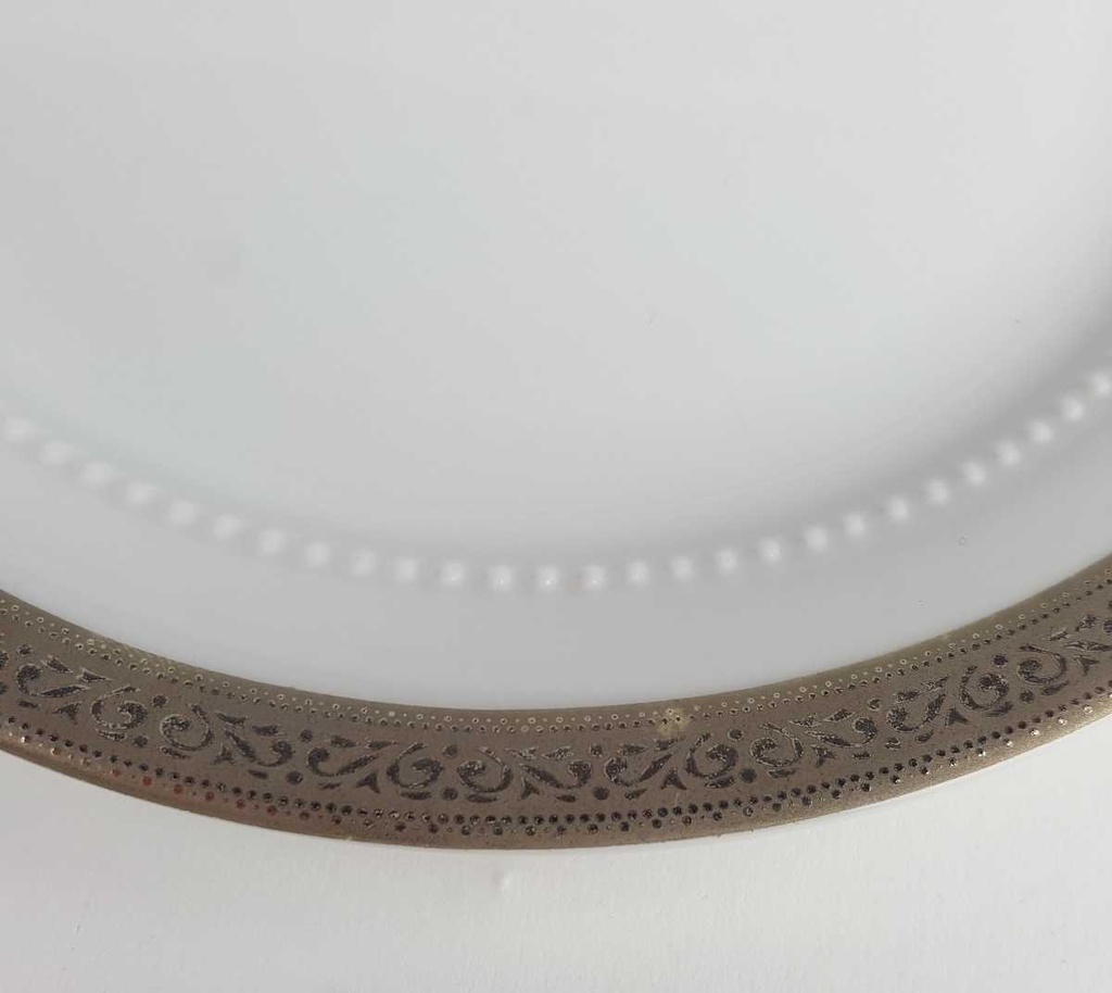 [458164174] Kuchenteller Dessertteller 19,4 cm Eschenbach Venedig Perlrand Platinrand Bavaria gebraucht - gut Bild 4