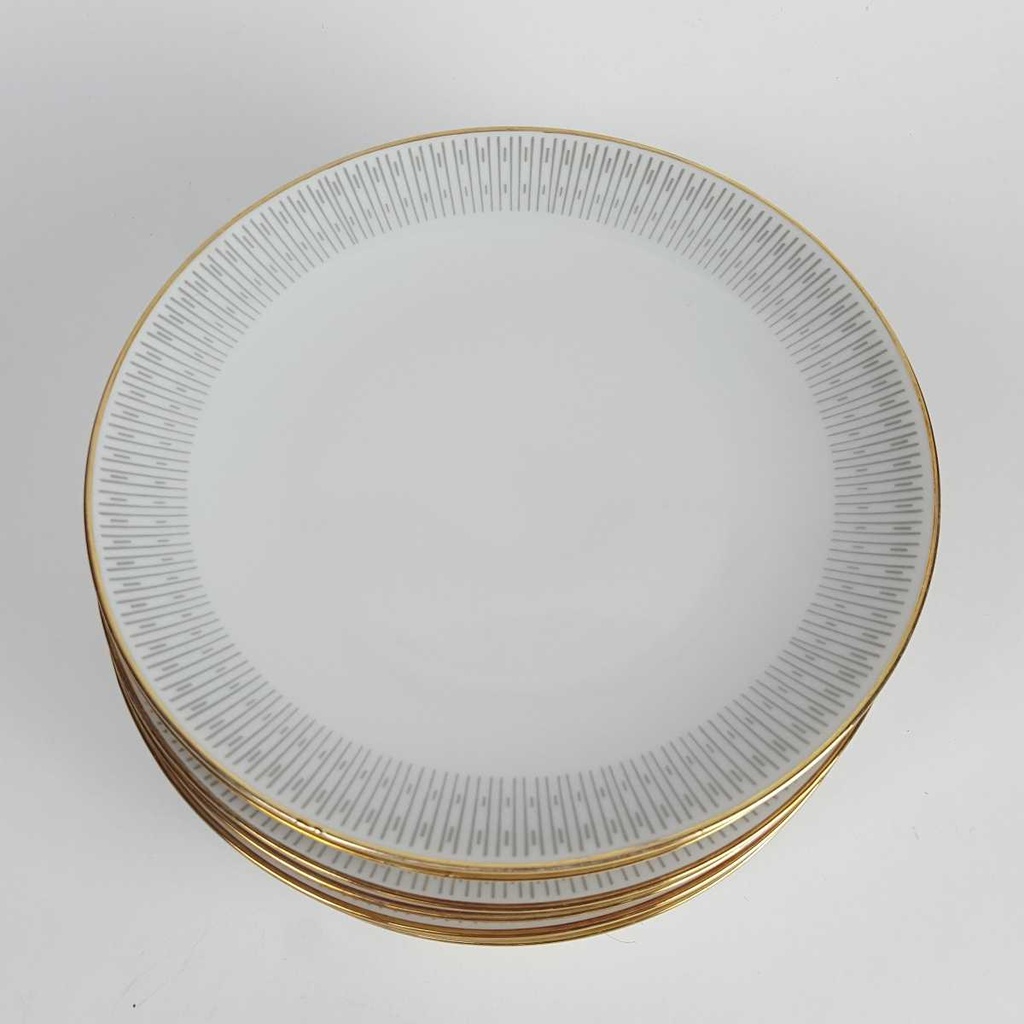 [2119136] 8er Set Kuchenteller Dessertteller Goldrand 19,8 cm Winterling Kirchenlamitz grau Dekor gebraucht - gut Bild 3